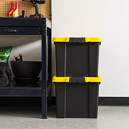 Iris Remington Heavy Duty Store It All Tote 78 Qt BlackYellow Pack Of 2 ...