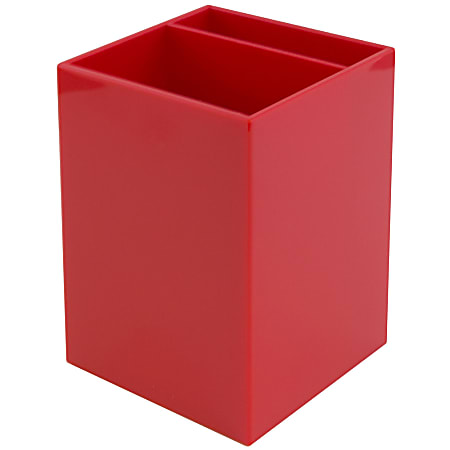 JAM Paper® Pen Holder, 3-7/8"H x 2-3/4"W x 2-3/4"D, Red