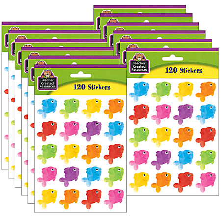 Teacher Created Resources® Stickers, Colorful Fish, 120 Stickers Per Pack, Set Of 12 Packs