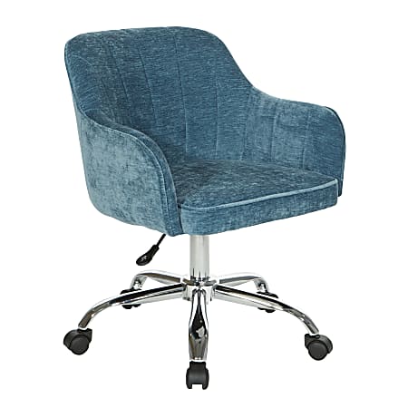Office Star Versailles Velvet Mid-Back Office Chair, Royal Blue/Chrome