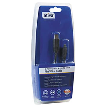 Ativa™ IEEE 1394 FireWire® 6-Pin To 4-Pin Cable, 6'