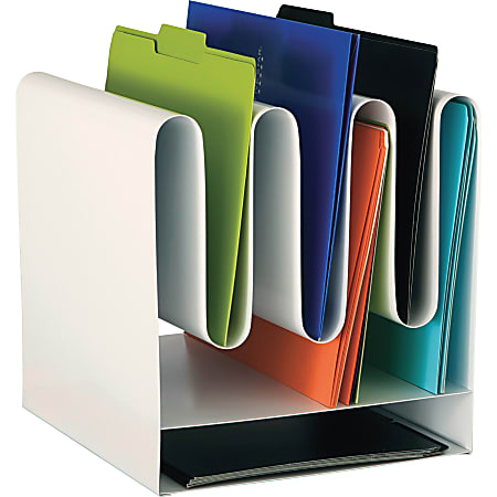 Safco Wave Desktop File Organizers - 7 Compartment(s) - 10" Width x 11.5" Depth - Desktop - Magnetic - White - Steel - 1 Each