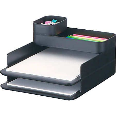 Safco Stacking Plastic Desktop Sorter Sets - 4 Compartment(s) - 6.3"x10"x 12.3" Depth - Desktop - Durable - 3285BL