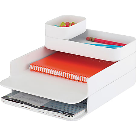 Safco Stacking Plastic Desktop Sorter Sets - 4 Compartment(s) - 6.3" Height x 10" Width x 12.3" Depth - Desktop - Durable - White - Acrylonitrile Butadiene Styrene (ABS) - 1 Each