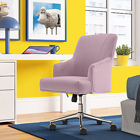 Serta® Leighton Home Mid-Back Office Chair, Twill Fabric, Lilac/Chrome