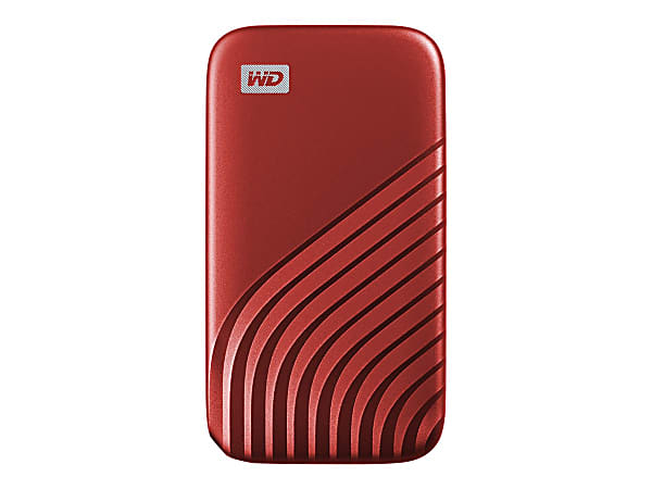 WD My Passport SSD WDBAGF0010BRD - SSD - encrypted - 1 TB - external (portable) - USB 3.2 Gen 2 (USB-C connector) - 256-bit AES - red