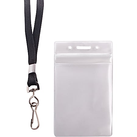 Advantus Resealable ID Badge Holder, Lanyard, Vertical, 2 5/8 x 3 3/4, Clear, 20/Pack