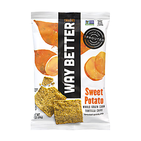 Way Better Sweet Potato Whole Grain Corn Tortilla Chips, 1 Oz, Pack Of 12 Bags