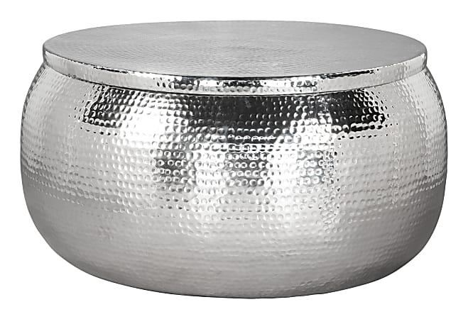 Zuo Modern Solo Aluminum Round Coffee Table, 15-3/4”H x 31-15/16”W x 31-15/16”D, Silver