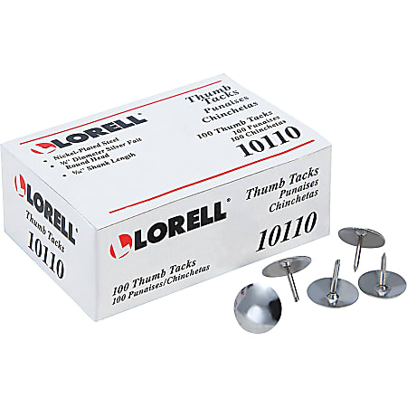 Lorell® 5/16" Steel Thumb Tacks, Silver, Pack of 100