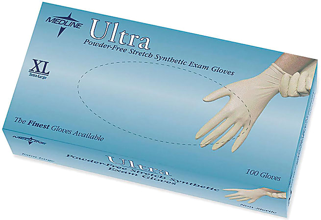 Ultra Powder-Free Synthetic Vinyl Exam Gloves, X-Large, Off White, 100 Gloves Per Box, Case Of 10 Boxes