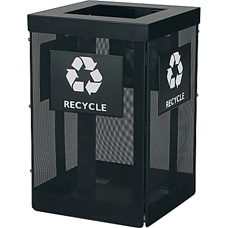 Safco Onyx Waste Receptacle - Overlapping Lid - 36 gal Capacity - Durable, Powder Coated - 29.8" x 19.5"x 19.5" Depth - Steel - Black - 1 Each
