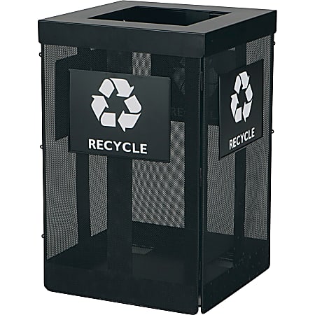 Safco Onyx Waste Receptacle - Overlapping Lid - 36 gal Capacity - Durable, Powder Coated - 29.8" Height x 19.5" Width x 19.5" Depth - Steel - Black - 1 Each