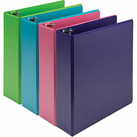 Samsill Earthchoice Durable View Binder, 3" Ring, 8 1/2" x 11", Assorted Colors, Pack Of 4