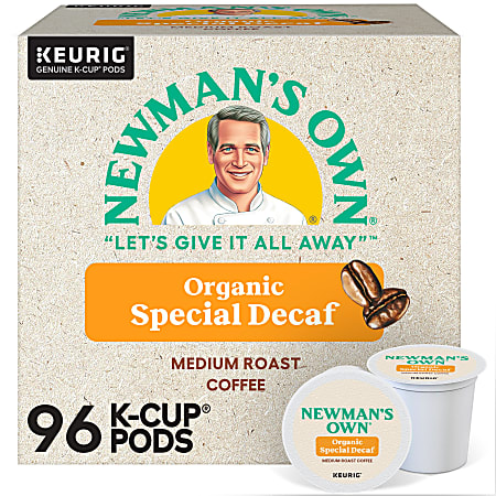 Newman's Own Organics Special Blend Decaf Coffee Keurig Single-Serve K-Cup Pods, Medium Roast, 24 Pods Per Pack, Case Of 4 Packs