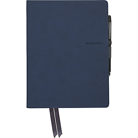 Mead Casebound Premium Notebook - 80 Sheets - 9.90" x 7.6"0.6" - Navy Cover - Index Sheet, Perforated, Pocket - 1Each