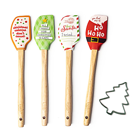 DM Merchandising Krumbs Kitchen Holiday Spatula And Cookie Cutter Set, 12-5/8"H x 3-1/4"W x 1-1/2"D, Multicolor
