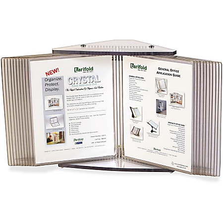 Tarifold 20-Pocket Crystal Desk Reference Unit, 14"H x 10"W x 5"D, Clear