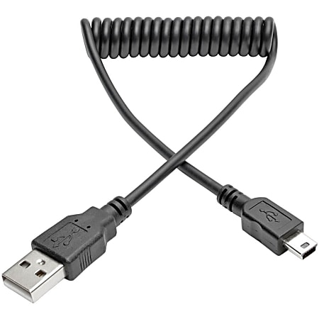 Eaton Tripp Lite Series USB 2.0 A to Mini-B Coiled Cable (M/M), 6 ft. (1.83 m) - USB cable - USB (M) to min - U030006COIL