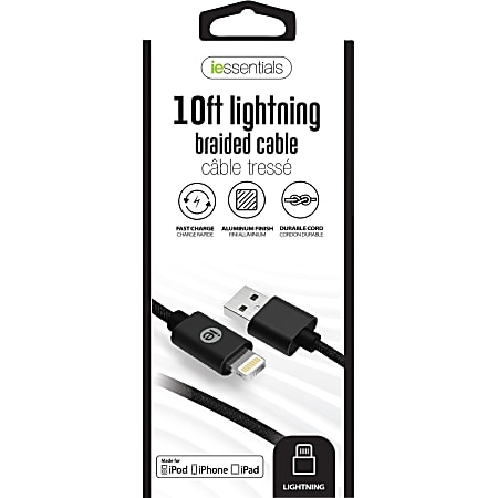 DigiPower Lightning/USB Data Transfer Cable - 10 ft Lightning/USB Data Transfer Cable  - IENBC10LBK