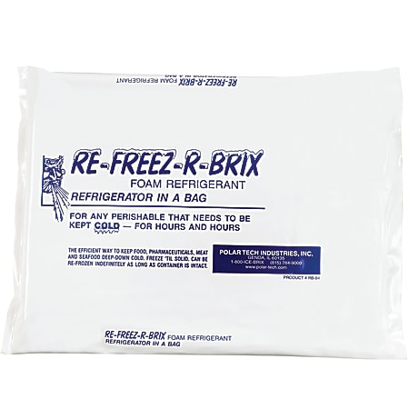Re-Freez-R-Brix™ Cold Bricks, 11 1/4"H x 9 1/4"W x 1"D, White, Case Of 12