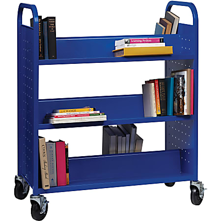 Lorell Double-sided Book Cart - 6 Shelf - Round Handle - 5 Lorell Double-sided Book Cart - 6 Shelf - Round Handle - 5