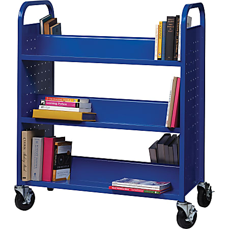 Lorell Double-sided Book Cart - 6 Shelf - Round Handle - 5