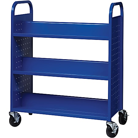 Lorell Double-sided Book Cart - 6 Shelf - Round Handle - 5 Lorell Double-sided Book Cart - 6 Shelf - Round Handle - 5