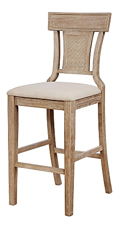 Linon Connor Upholstered Bar Stool, Grey Wash/Beige