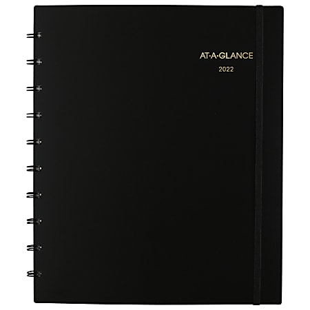 AT-A-GLANCE® Move-A-Page Monthly Planner, 8-3/4" x 11", Black, January To December 2022, 70260E05