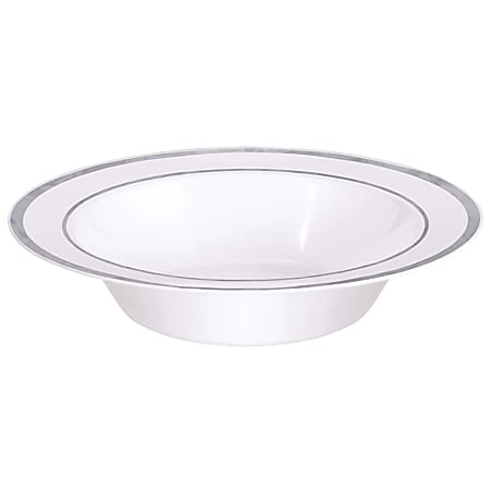 Amscan Premium Plastic Bowls, 7-1/2", Clear With Silver Trim, 10 Bowls Per Pack, Set Of 2 Packs