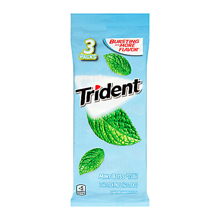 Trident® Mint Bliss Gum, 14 Pieces Per Pack, Bag Of 3 Packs, Box Of 3 Bags