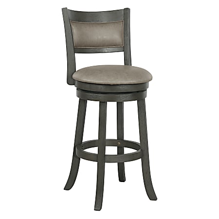 Office Star Faux Leather Swivel Counter Height Stool With Back, Dove/Antique Gray