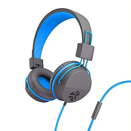 JLab Audio Kids' JBuddies Studio Over-The-Ear Headphones, Gray/Blue, JKSTUDIO GRYBLU BX