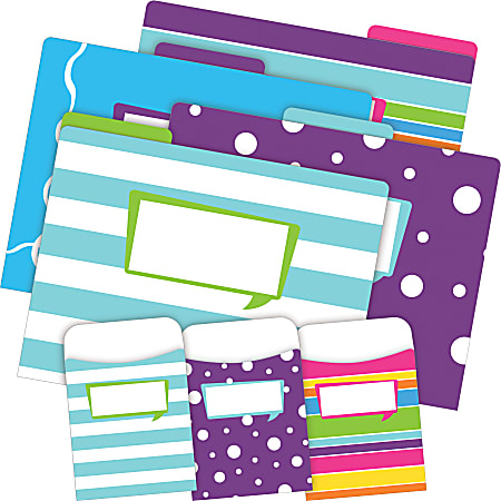 Barker Creek Folder/Pocket Set, 1/3-Cut Tab, Letter Size, Happy, Set Of 42 Pieces