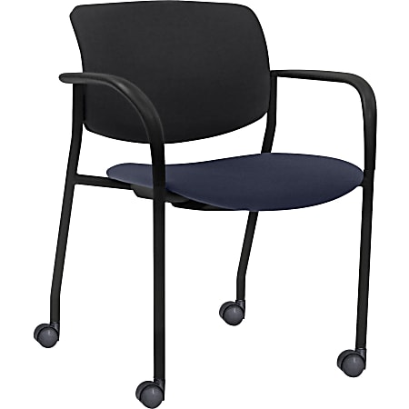 Lorell® Mobile Contemporary Plastic/Fabric Stacking Chairs, Dark