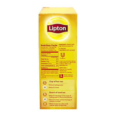 Lipton 100percent Natural Black Tea Bags 1 Oz Carton Of 312 - Office Depot