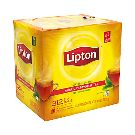 Lipton 100percent Natural Black Tea Bags 1 Oz Carton Of 312 - Office Depot