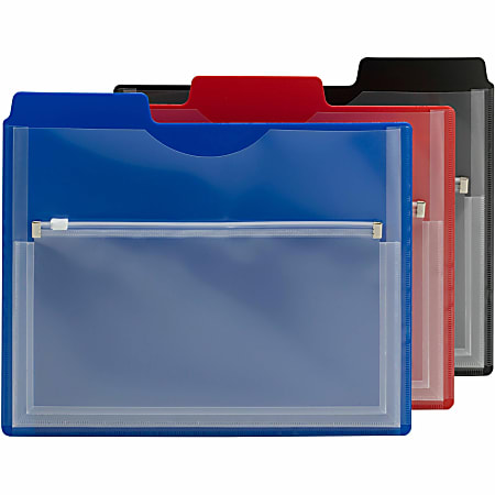 Smead&reg; Polypropylene Project Organizers With Zip Pouches, 1/2" Expansion, Letter Size, Assorted Colors, Pack Of 3 Organizers