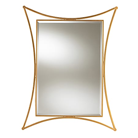 Baxton Studio Curved Rectangular Accent Wall Mirror, 42" x 32", Antique Gold