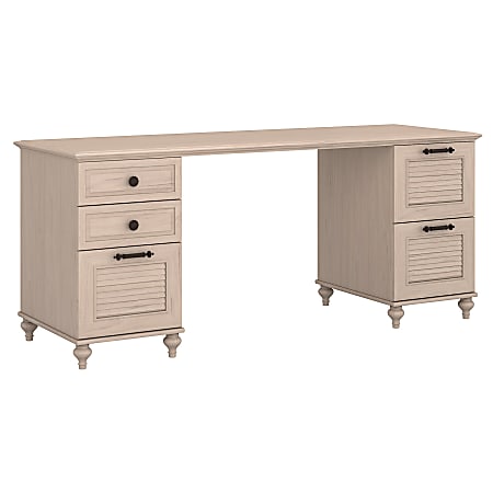 kathy ireland® Home by Bush Furniture Volcano Dusk Double Pedestal Desk, Driftwood Dreams, Standard Delivery