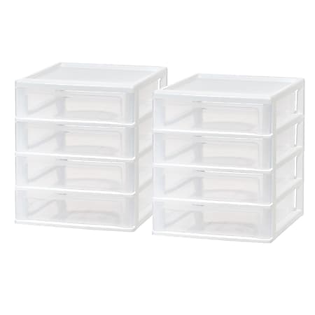 Iris USA® Desktop Drawer Units, 4 Drawers, 10-1/2" x 12-7/16", White, Set Of 2 Units