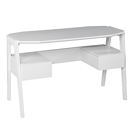 SEI Furniture Clyden 49"W Mid-Century Modern Writing Desk With Storage, White