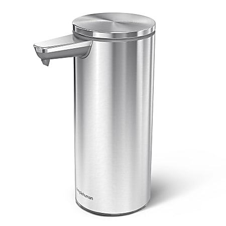 simplehuman Touch-Free Rechargeable Sensor Liquid Soap and Hand Sanitizer Dispenser, 9 Oz, Brushed