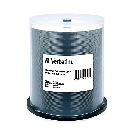 Verbatim CD-R 700MB 52X White Thermal Printable, Hub