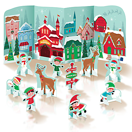 Amscan Christmas North Pole Accordion Centerpieces, 13-13/16" x 13-13/16", Multicolor, Set Of 2 Centerpieces