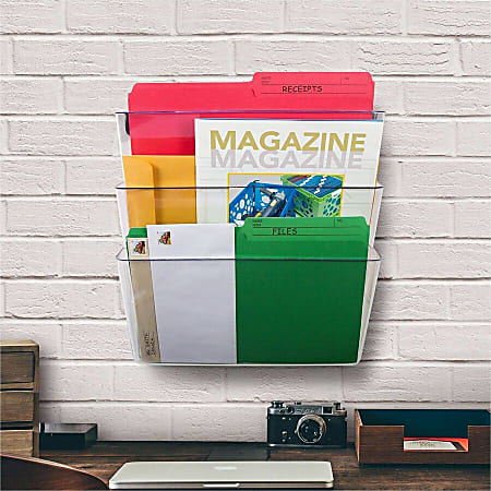 Storex Stacking Letter Size Wall Pocket 7 H x 13 W x 4 D Clear - Office ...