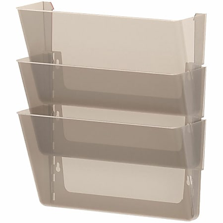 Storex Stacking Letter Size Wall Pockets, 7"H x 16"W x 4"D, Smoke, Pack Of 3 Wall Pockets