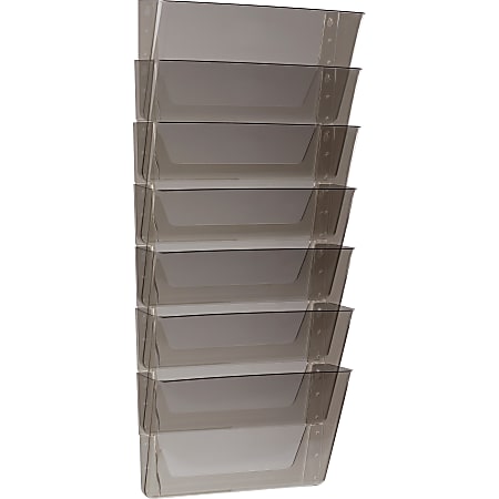 Storex Plastic Stacking Wall Pockets 7 H x 4 W x 13 D Smoke Pack Of 7 Wall Pockets Office Depot