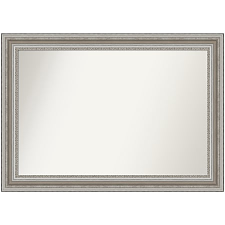 Amanti Art Non-Beveled Rectangle Framed Bathroom Wall Mirror, 29-1/2” x 41-1/2”, Parlor Silver